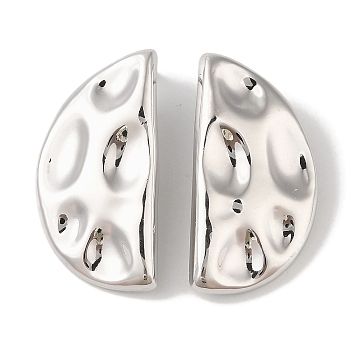 Brass Stud Earrings for Women, Lead Free & Cadmium Free, Half Round, Platinum, 39x20.5mm