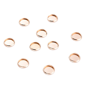 304 Stainless Steel Cabochon Settings, Plain Edge Bezel Cups, Flat Round, Rose Gold, 8x1mm Tray: 6mm
