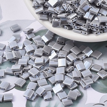 MIYUKI TILA Beads, Japanese Seed Beads, 2-Hole, (TL443) Opaque Gray Luster, 5x5x1.9mm, Hole: 0.8mm, about 5900pcs/500g