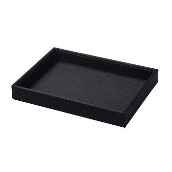 Wood Bracelet Displays, Cover with Cloth, Rectangle, Black, 24x17x3cm