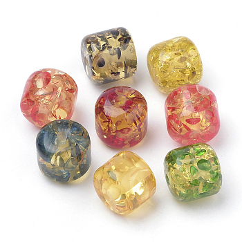 Resin Beads, Imitation Amber, Column, Mixed Color, 13x13.5mm, Hole: 2.5mm