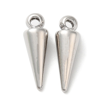 Brass Pendants, Cone Charm, Real Platinum Plated, 12x4mm, Hole: 1.5mm