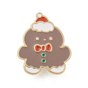 Christmas Theme Cartoon Alloy Brooches, Enamel Pins, Gingerbread Man, 28.5x24mm