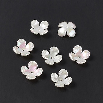 Opaque Acrylic Bead Caps, AB Color, 4-Petal Flower, White, 16.5x5.5mm, Hole: 1.6mm