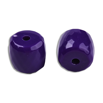 Opaque Acrylic Beads, Faceted, Barrel, Indigo, 13x13mm, Hole: 2.7~2.8mm, about 290pcs/500g