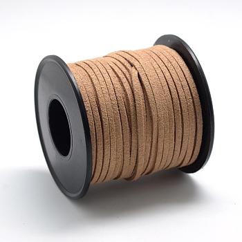 Faux Suede Cords, Faux Suede Lace, BurlyWood, 2.7x1.5mm, about 27.34 yards(25m)/roll