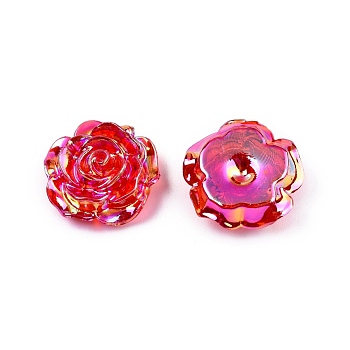Transparent ABS Plastic Cabochons, Flower, Red, 19.5x7.5mm