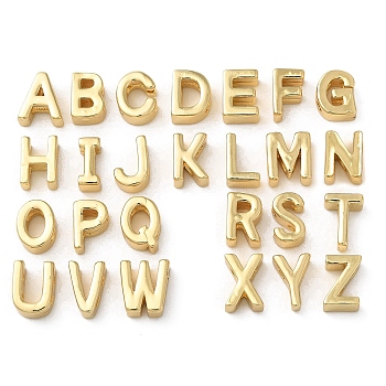 26Pcs Rack Plating Brass Slide Charms, Cadmium Free & Lead Free, Letter A~Z, Real 18K Gold Plated, 7.5~8x3~7x3.5~4mm, Hole: 1.2~1.5mm, 26pcs/set