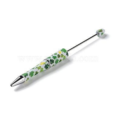 Clover Pattern Plastic Beadable Pens(AJEW-P115-01B)-2