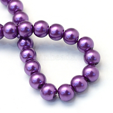 Baking Painted Pearlized Glass Pearl Round Bead Strands(HY-Q330-8mm-37)-4