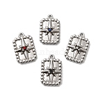 304 Stainless Steel Micro Pave Rhinestone Pendants, Rectangle with Star Pattern Charms, Stainless Steel Color, Mixed Color, 16.5x11x4mm, Hole: 1mm(STAS-G369-12P)