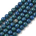 Natural Sesame Jasper/Kiwi Jasper Beads Strands, Imitation Chrysocolla and Lapis Lazuli, Dyed, Round, 8mm, Hole: 1mm, about 48pcs/strand, 15.16 inch(38.5cm)(X-G-L614-A01-01)