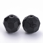 Opaque Acrylic Beads, Faceted, Round, Black, 6x6mm, Hole: 1.6mm, about 4800pcs/500g(SACR-S300-05C-02)