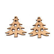 Printed Poplar Wood Pendants, Christmas Series, Christmas Tree, 35x34x2mm, Hole: 1.6mm(FIND-N005-74H)