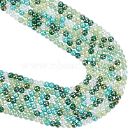 8 Strands Transperant Electroplate Glass Beads Strands, AB Color Plated, Round, Medium Sea Green, 4~4.5mm, Hole: 0.9mm, about 100pcs/strand, 14.96''(38cm)(GLAA-BBC0001-04E)