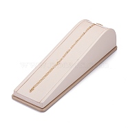 Wooden Clovered with PU Leather Bracelet Displays Stand, with Sponge and Paper Card, Rectangle, Antique White, 21.3x5.8x4.75cm(BDIS-F003-02B)