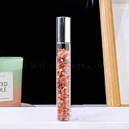 Natural Red Agate Chip Bead Roller Ball Bottles, with Cover, SPA Aromatherapy Essemtial Oil Empty Glass Bottle, 10.7cm(PW-WG59305-08)