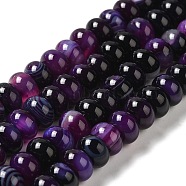 Natural Agate Beads Strands, Dyed & Heated, Rondelle, Indigo, 8~8.5x4.5~5.5mm, Hole: 1.4mm, about 41pcs/strand, 7.40~7.48''(18.8~19cm)(G-H295-C03-01)