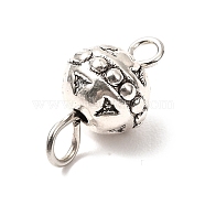 Tibetan Style Alloy Links Connectors, with Iron Eye Pin, Round, Antique Silver, 14x8mm, Hole: 2mm(PALLOY-JF00885)