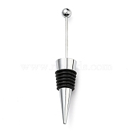 Beadable Wine Stoppers, Alloy & Rubber Wine Saver Bottle Stopper, Cone, Black, 115x20mm(FIND-G060-01A)