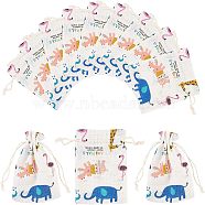 Polycotton(Polyester Cotton) Packing Pouches Drawstring Bags, with Animal Printed, Colorful, 13.7x10cm(ABAG-NB0001-16)