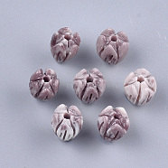 Synthetic Coral Beads, Dyed, Flower Bud, Rosy Brown, 8.5x7mm, Hole: 1mm(CORA-S026-20A-10)