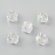 Transparent Acrylic Beads, Glitter Beads, Faceted, Cube, Clear, 13x13x13mm, Hole: 2mm, about 390pcs/500g(TACR-Q264-19)