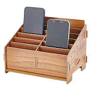 12-Grid Wooden Cell Phone Storage Box, Mobile Phone Holder, Desktop Organizer Storage Box for Classroom Office, BurlyWood, Finished Product: 22x15.5x15.5cm(CON-WH0094-04A)