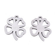 201 Stainless Steel Pendants, Laser Cut, Clover, Stainless Steel Color, 18.5x15x0.9mm, Hole: 1.8mm(STAS-S081-088)