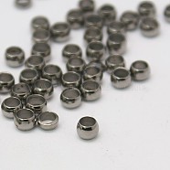 Brass Crimp Beads, Rondelle, Gunmetal, 3mm, Hole: 2mm, about 500pcs/20g(X-J0JMP032)