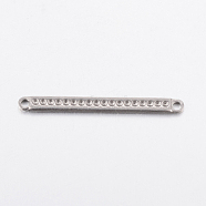 304 Stainless Steel Connector Rhinestone Settings, Rectangle, Stainless Steel Color, 35.5x3x1.2mm, Hole: 2mm, Fit for 1mm Rhinestone(STAS-G172-59P)