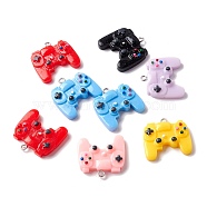 Opaque Resin Pendants, with Platinum Tone Iron Loop, Game Controller, Mixed Color, 24x26x7mm, Hole: 2mm(RESI-O012-01)