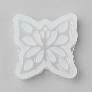 Food Grade Pendant Silicone Molds, Fondant Molds, For DIY Cake Decoration, Chocolate, Candy, UV Resin & Epoxy Resin Jewelry Making, Butterfly, White, 38x38x9mm(DIY-E021-29)