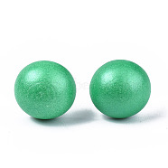 Pearlized Half Round Schima Wood Earrings for Girl Women, Stud Earrings with 316 Surgical Stainless Steel Pins, Medium Sea Green, 11x4.5mm, Pin: 0.7mm(EJEW-N048-001-06)