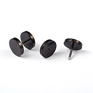 Flat Round 304 Stainless Steel Barbell Cartilage Earrings, Screw Back Earrings, Hypoallergenic Earrings, Gunmetal, 10x10mm, Pin: 1mm(EJEW-L164-07B)