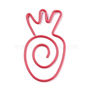 Carrot Shape Iron & Plastic Paperclips, Cute Paper Clips, Funny Bookmark Marking Clips, Red, 36.2x21.5x1mm(TOOL-I005-08)