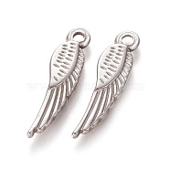 304 Stainless Steel Pendants, Wing, Stainless Steel Color, 26x7x2mm, Hole: 2mm(STAS-L226-034P)