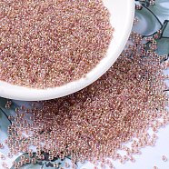 MIYUKI Round Rocailles Beads, Japanese Seed Beads, (RR275) Dark Peach Lined Crystal AB, 11/0, 2x1.3mm, Hole: 0.8mm, about 5500pcs/50g(SEED-X0054-RR0275)
