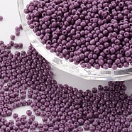 12/0 Grade A Round Glass Seed Beads, Baking Paint, Medium Purple, 12/0, 2x1.5mm, Hole: 0.7mm, about 30000pcs/bag(SEED-Q009-FJX16)