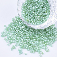 Pearlized Cylinder Seed Beads, Uniform Size, Aquamarine, 1.5~2x1~2mm, Hole: 0.8mm, about 4000pcs/bag, about 50g/bag(SEED-Q036-02A-E02)