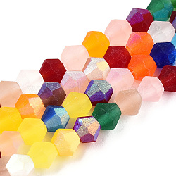 Imitate Austrian Crystal Bicone Frosted Glass Beads Strands, Grade AA, Faceted, Colorful, 4x4mm, Hole: 1mm, about 82~85pcs/strand, 12.01~12.2 inch(30.5~31cm)(EGLA-A039-T4mm-MB29)