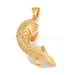 Ion Plating(IP) 304 Stainless Steel Pendants, Carp Charm, Golden, 45x33x20mm, Hole: 9x5mm(STAS-D110-11G)