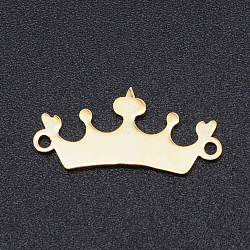 201 Stainless Steel Links connectors, Laser Cut, Crown, Golden, 9x19x1mm, Hole: 1.2mm(STAS-S105-T915-2)
