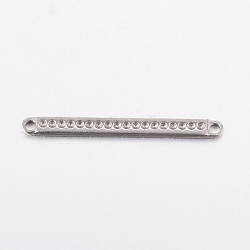 304 Stainless Steel Connector Rhinestone Settings, Rectangle, Stainless Steel Color, 35.5x3x1.2mm, Hole: 2mm, Fit for 1mm Rhinestone(STAS-G172-59P)