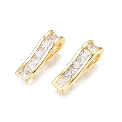 Brass Pave Clear Cubic Zirconia Pendants, Nickel Free, Teardrop, Real 18K Gold Plated, 17x6x4.5mm, Hole: 2x3mm(KK-N231-317)