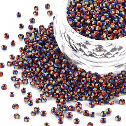12/0 Glass Seed Beads, Opaque Colours Seep, Colorful, 2mm, hole: 0.8mm(SEED-S005-42)