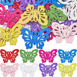 SUNNYCLUE 32Pcs Dyed Wood Connector Charms, Butterfly Links, Mixed Color, 37x50x2mm, Hole: 1.4mm(FIND-SC0011-10)