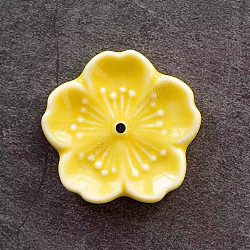 Porcelain Incense Burners, Flower Incense Holders, Home Office Teahouse Zen Buddhist Supplies, Yellow, 45x10mm(DJEW-PW0012-122C)
