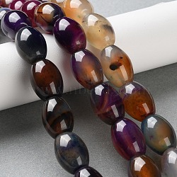 Natural Agate(Dyed & Heated) Beads Strands, Barrel, Coconut Brown, 16~16.5x11.5~12mm, Hole: 1mm, about 25pcs/strand, 15.83''(40.2cm)(G-M446-D01-01A)