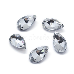 Faceted Glass Pendants, teardrop, Clear, 22x13x8.5mm, Hole: 1mm(GLAA-F069-L-B03)